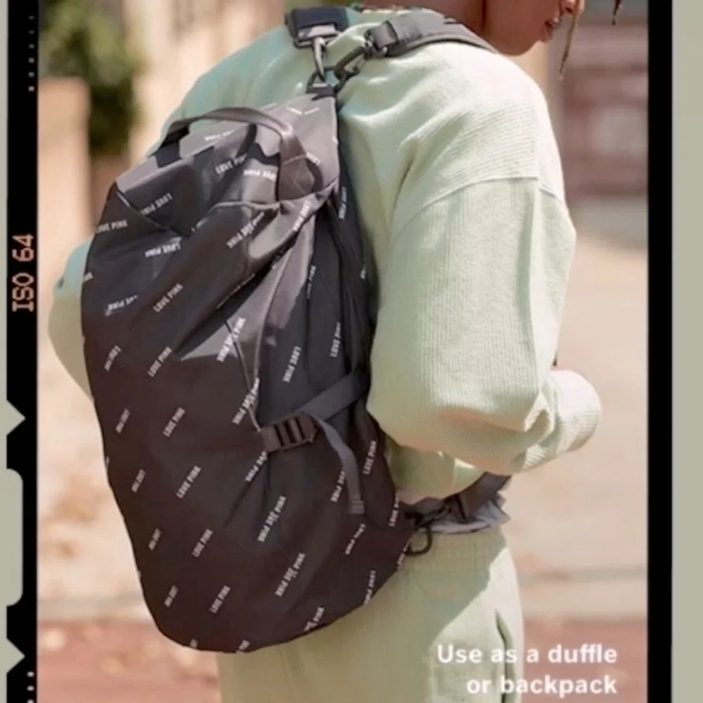 Victoria's Secret Backpack Campus‎ Duffel Bag Grey Love Pink Logo Convertible